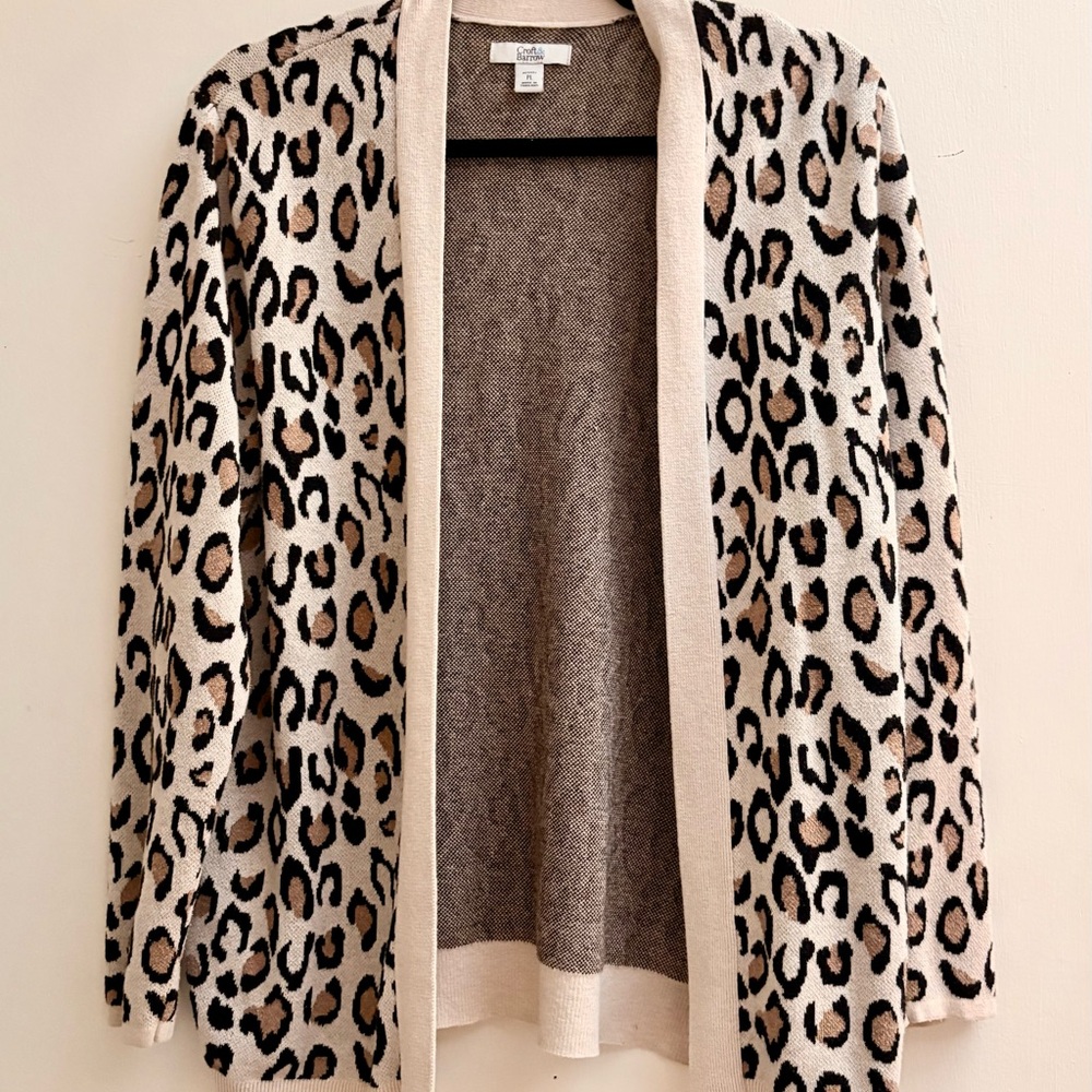 Petite Leopard Print Open Front Cardigan sz L